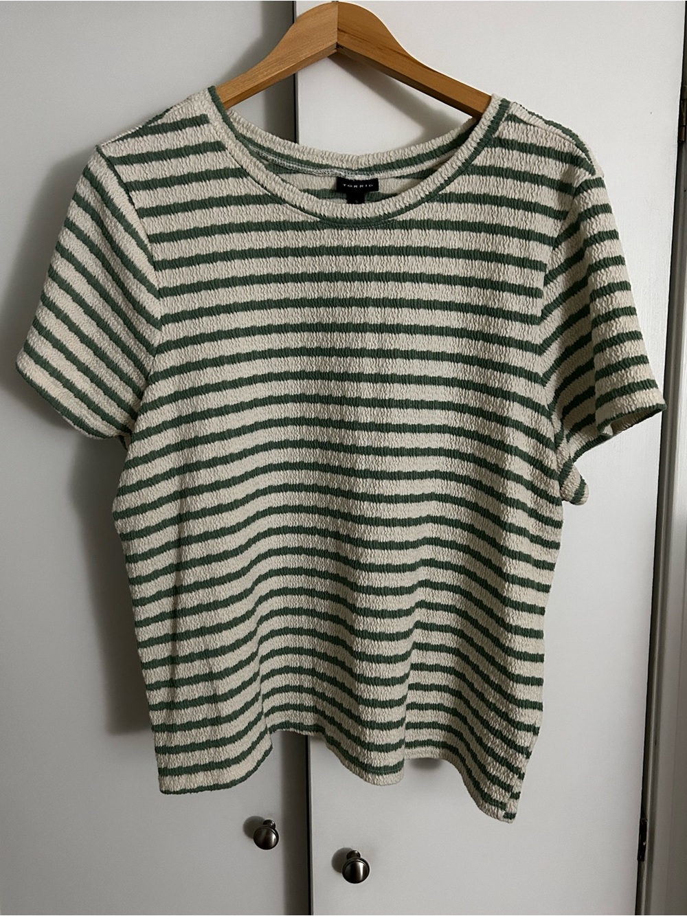 Torrid Striped Textured Short Sleeve Shirt
